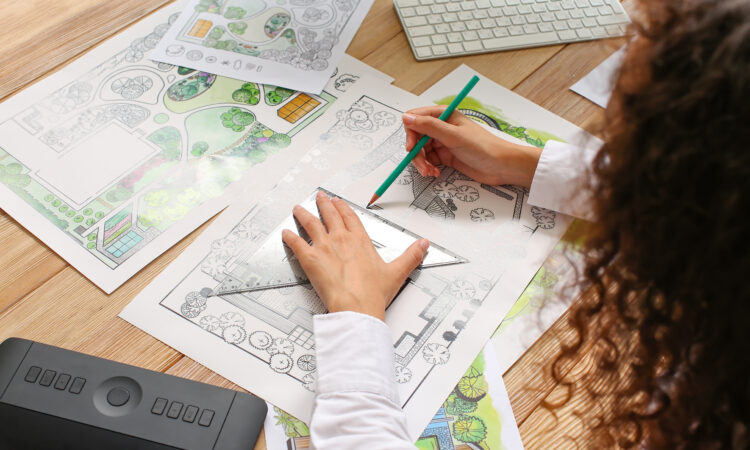 Ett trädgårdsplan med översikt över de olika zonerna i trädgården.