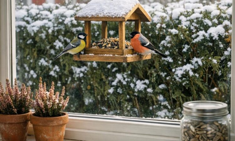 Utsikt köksfönster vinter