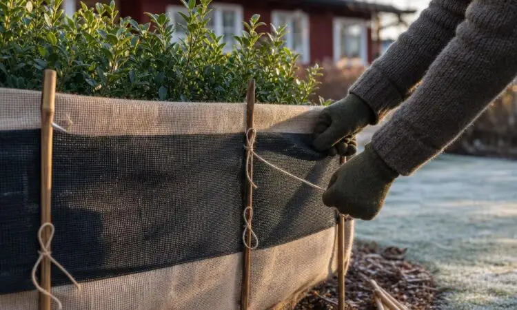 Vintertäckning och vinterskydd häck